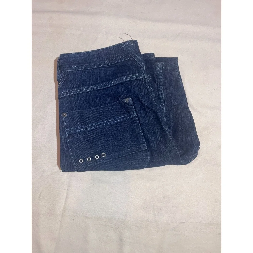 Andrew Tiziano Jeans SZ 32 Loose Baggy Wide Leg Embroidered Skater Dark Denim E4